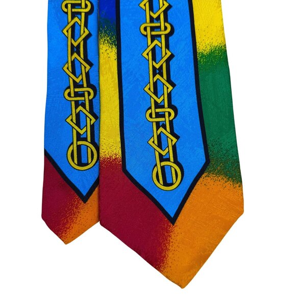 Rush Limbaugh Mens Multicolor Polyester Tie No Boundaries Collection Chain Motif - Picture 3 of 7